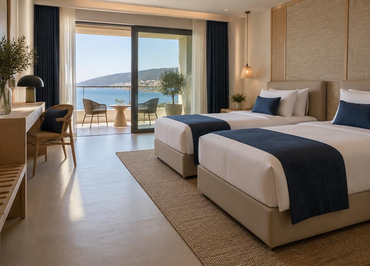 Komfortables Hotelzimmer mit Meerblick